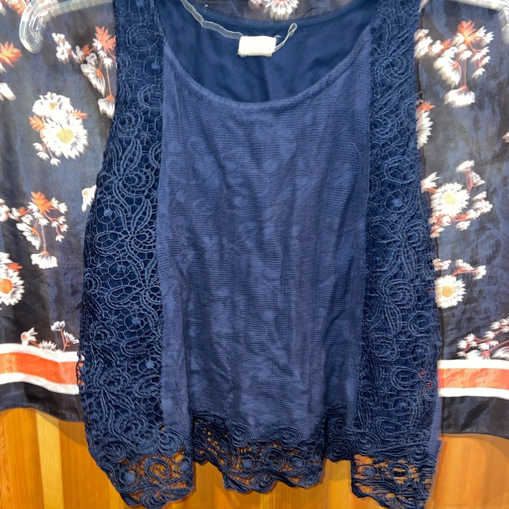 Hollister Navy Lace Women's Blouse
